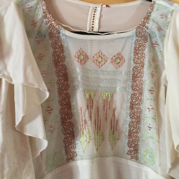 Free People La Cienga Ruffle Sleeve Top Size M NWT - Picture 2 of 4